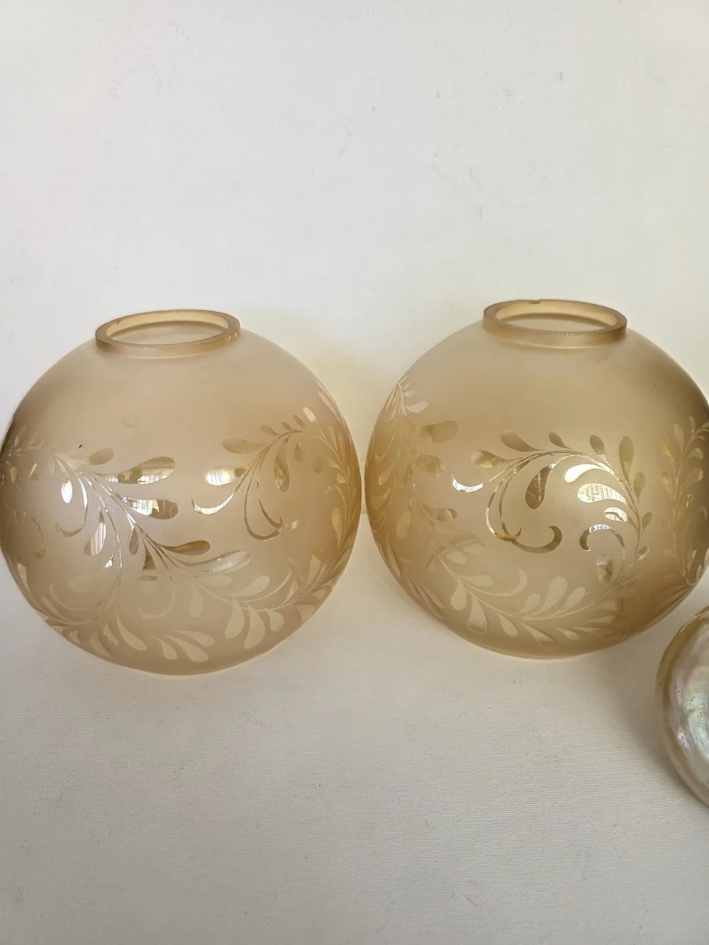 Decorative Frosted Glass Globe Lamp Shade - Taupe Set of 2